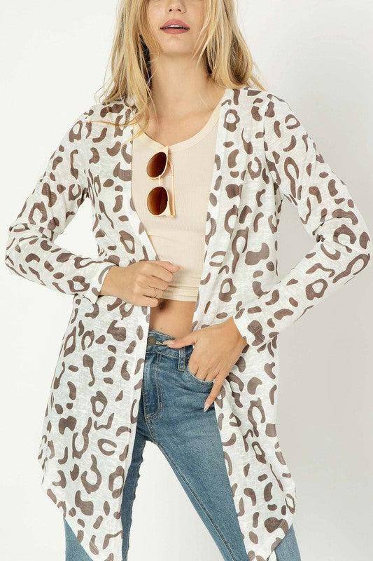 Leopard open cardigan - Lucianne Boutique