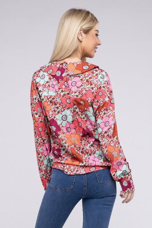 Floral Printed Long Sleeve Shirt - Lucianne Boutique