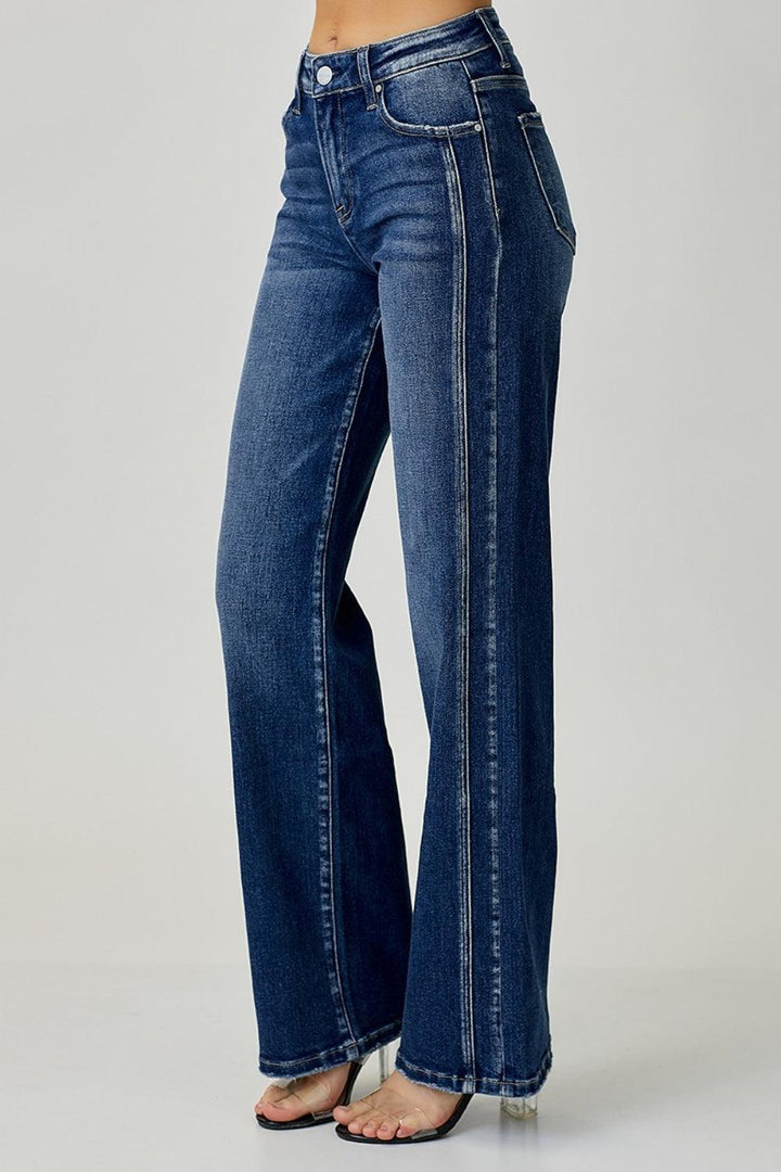 RISEN Mid Rise Straight Jeans - Lucianne Boutique