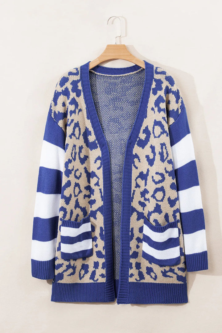 Leopard Open Front Long Sleeve Cardigan