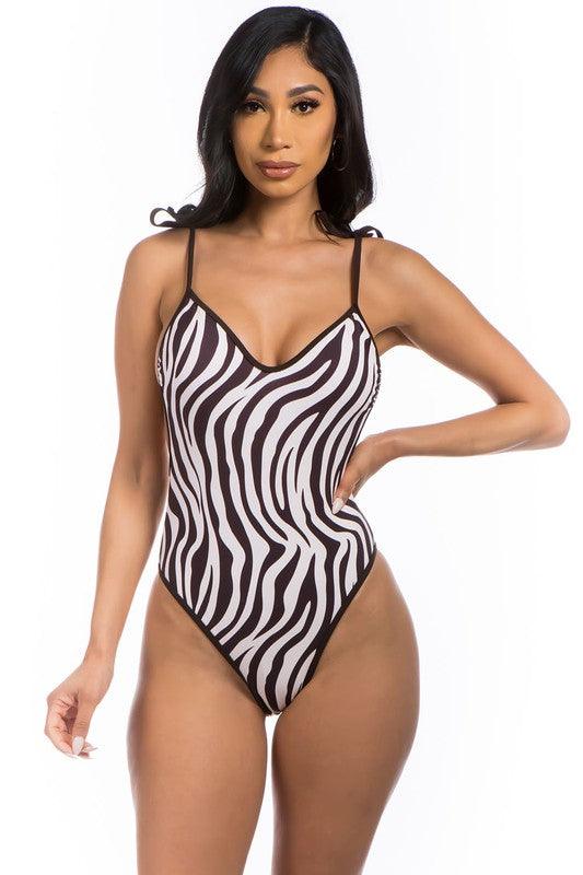 ONE-PIECE ZEBRA PRINT BATHING SUIT - Lucianne Boutique