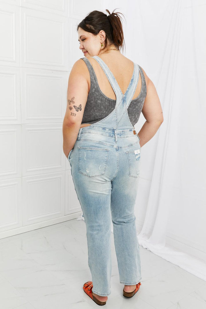 Judy Blue Melina Full Size Distressed Straight Leg Overalls - Lucianne Boutique