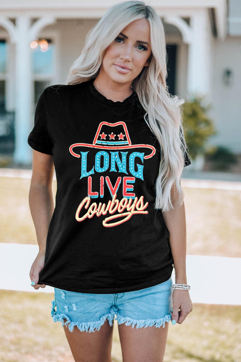 LONG LIVE COWBOYS Graphic Tee Shirt - Lucianne Boutique