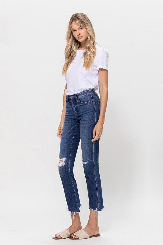 MID RISE CROP SLIM STRAIGHT MEDIUM - Lucianne Boutique