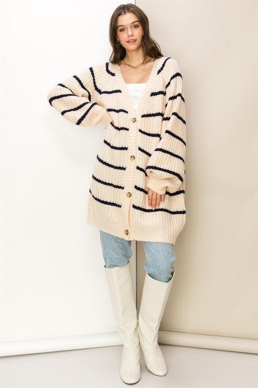 Made for Style Oversized Striped Sweater Cardigan - Lucianne Boutique