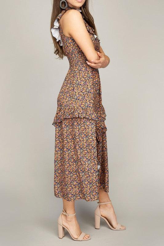 Tiered maxi dress with ruffle trim