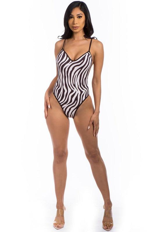 ONE-PIECE ZEBRA PRINT BATHING SUIT - Lucianne Boutique