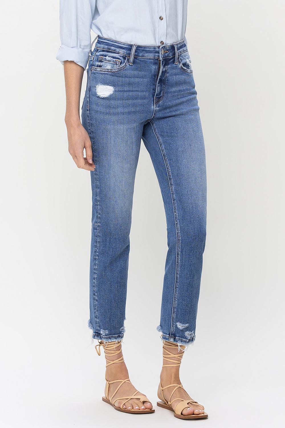 Lovervet High Rise Raw Hem Straight Jeans - Lucianne Boutique