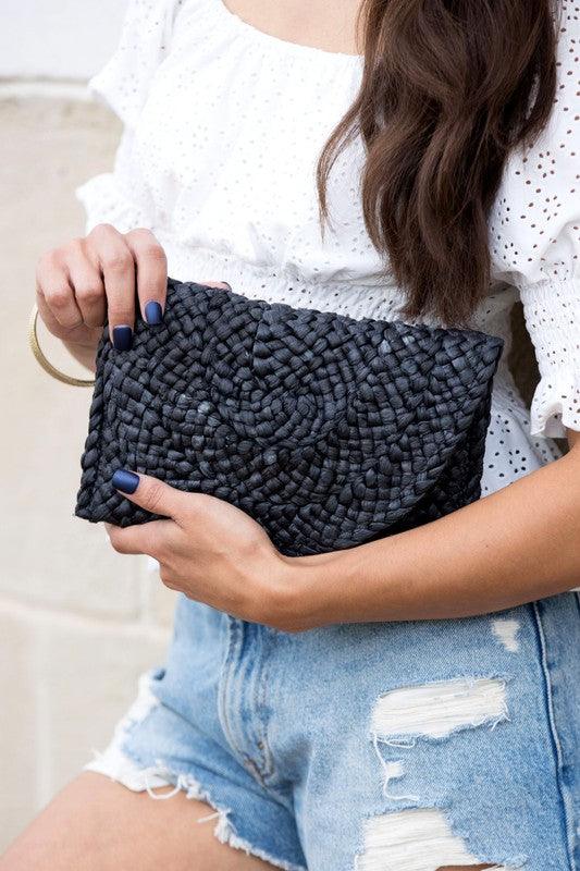 Fold Over Straw Clutch - Lucianne Boutique