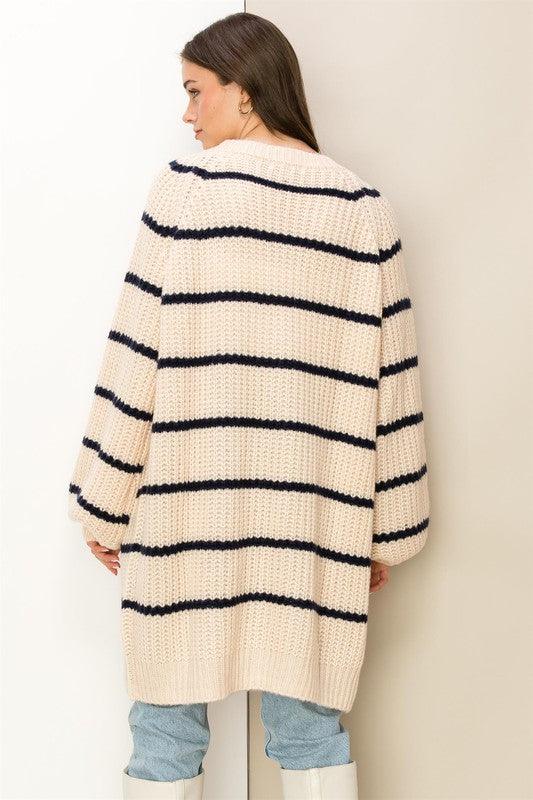 Made for Style Oversized Striped Sweater Cardigan - Lucianne Boutique