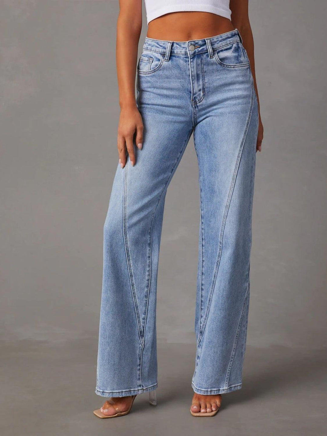High Waist Straight Jeans with Pockets - Lucianne Boutique