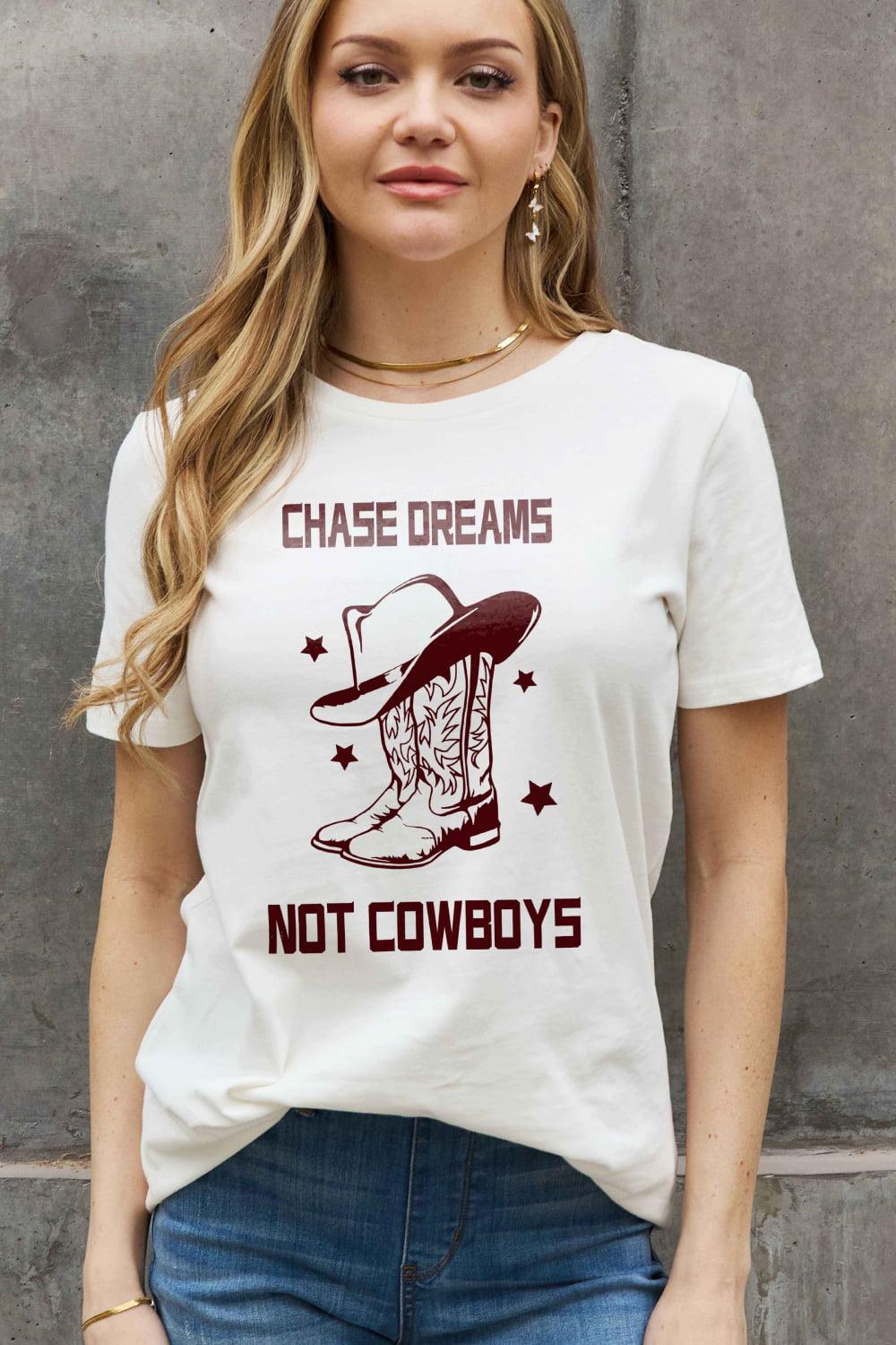 Simply Love Simply Love Full Size CHASE DREAMS NOT COWBOYS Graphic Cotton Tee - Lucianne Boutique