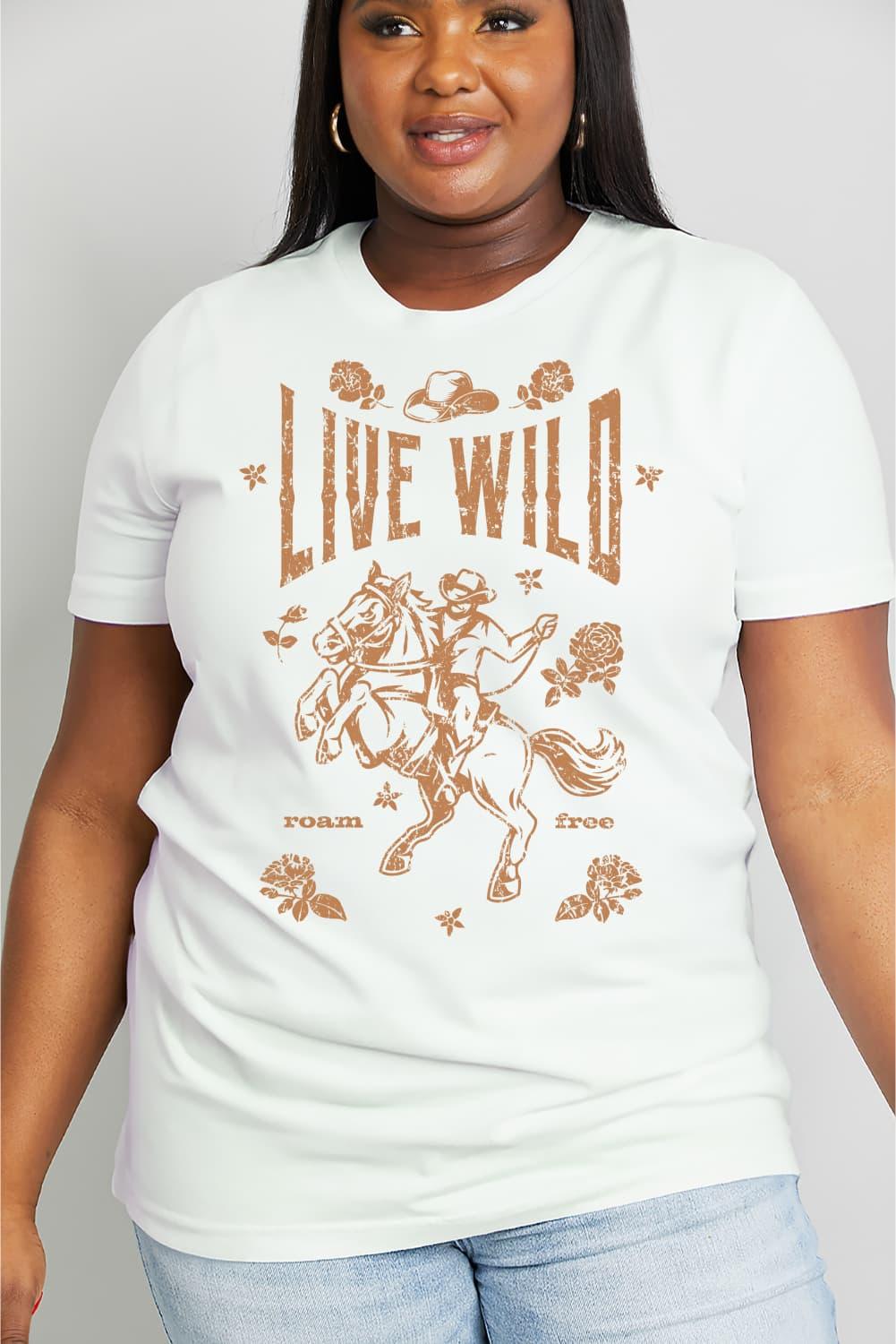 Simply Love Simply Love Full Size LIVE WILD ROAM FREE Graphic Cotton Tee - Lucianne Boutique
