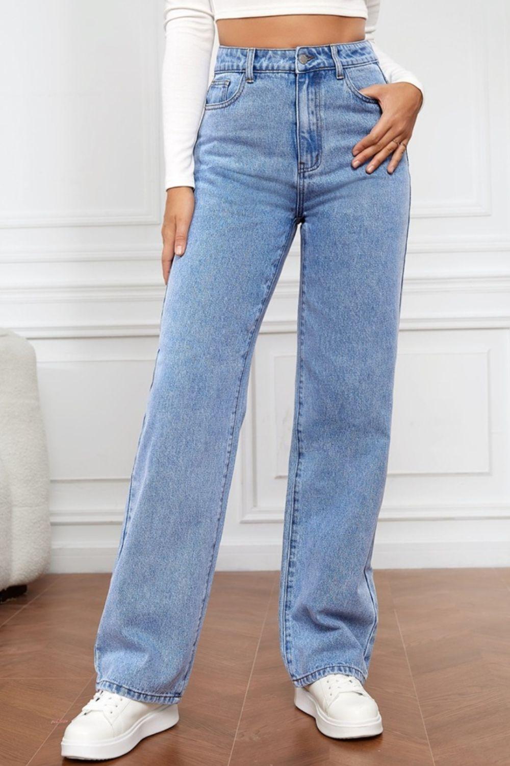 High Waist Straight Jeans - Lucianne Boutique