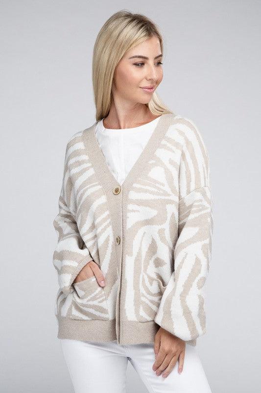 Zebra Pattern Cardigan - Lucianne Boutique