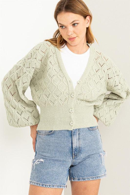 Days Together Pointelle Sweater Cardigan - Lucianne Boutique