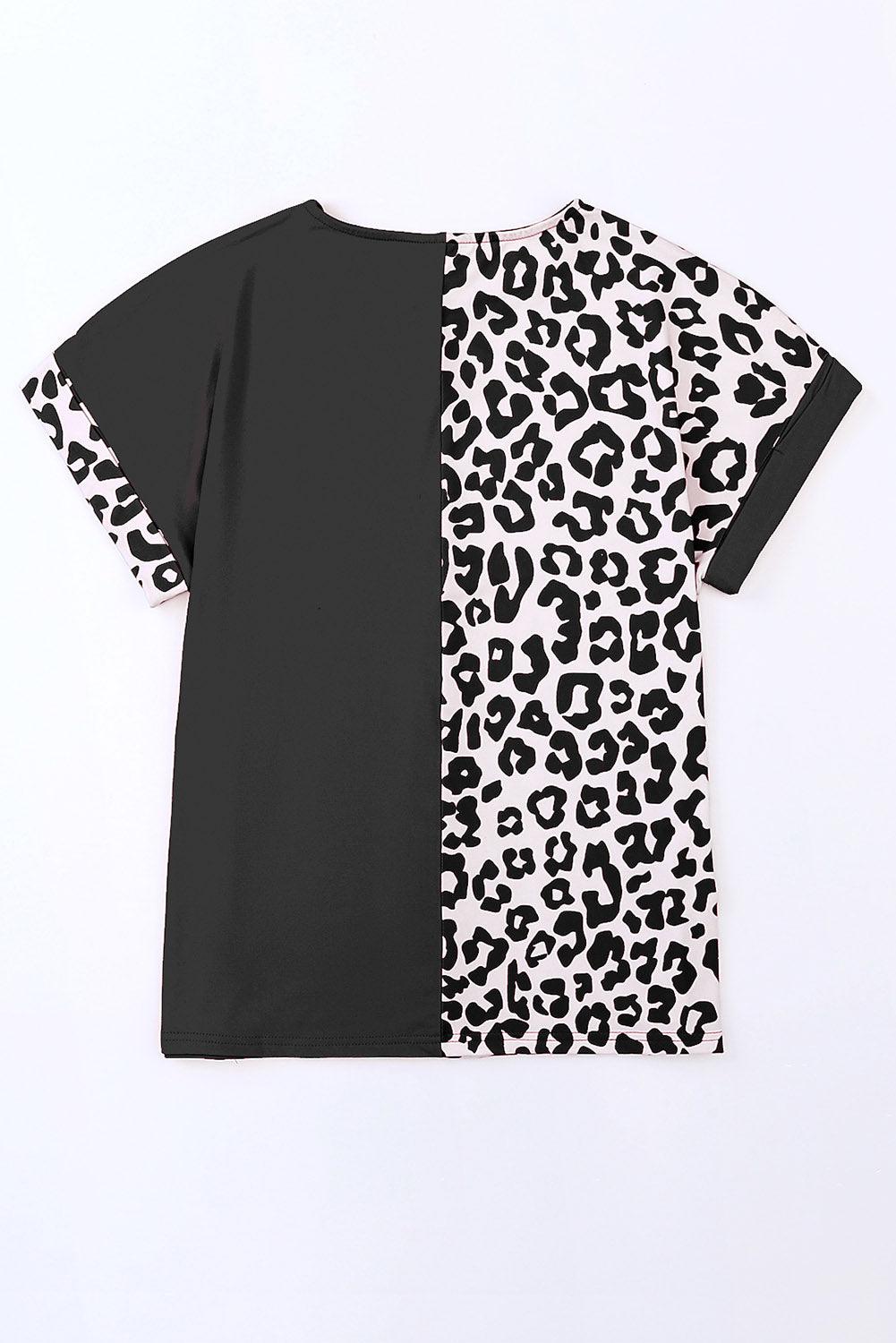 Plus Size Leopard Round Neck T-Shirt - Lucianne Boutique