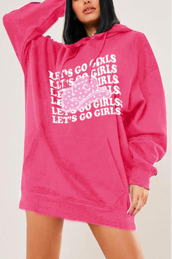 Simply Love Simply Love Full Size LET’S GO GIRLS Graphic Dropped Shoulder Hoodie - Lucianne Boutique