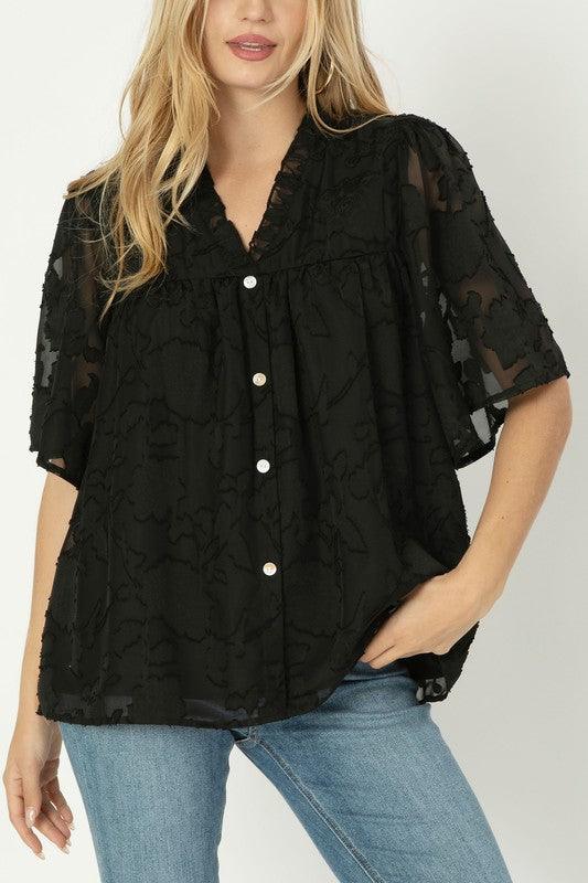 A line blouse with ruffle trim - Lucianne Boutique