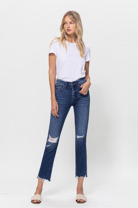 MID RISE CROP SLIM STRAIGHT MEDIUM - Lucianne Boutique