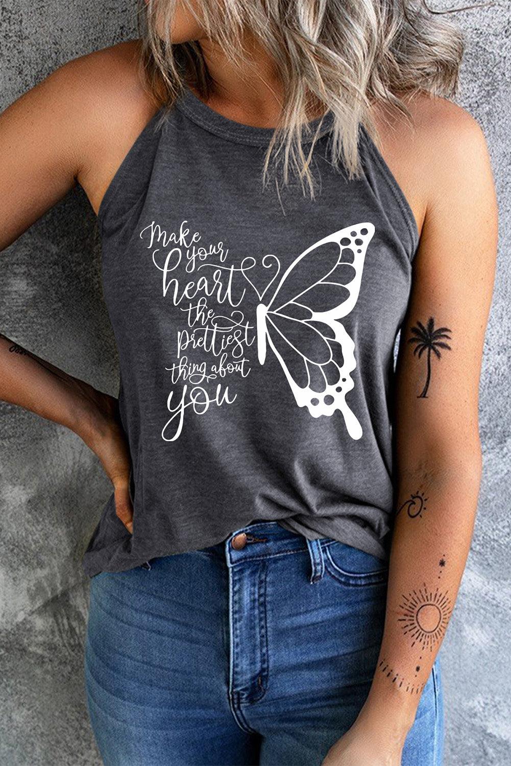 MAKE YOUR HEART THE PRETTIEST THING ABOUT YOU Round Neck Tank - Lucianne Boutique