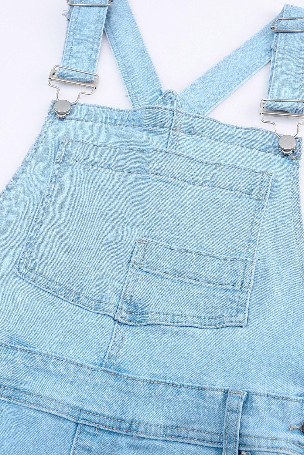 Distressed Denim Overalls with Pockets - Lucianne Boutique
