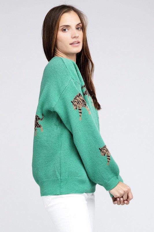 Tiger Pattern Sweater - Lucianne Boutique
