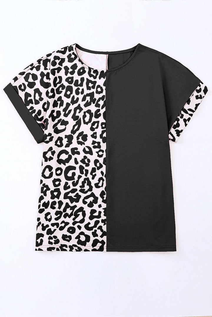 Plus Size Leopard Round Neck T-Shirt - Lucianne Boutique