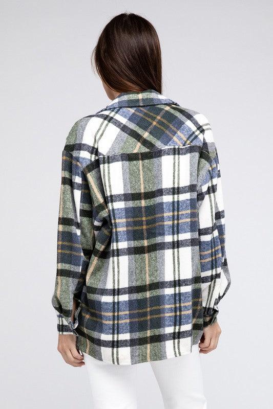 Textured Shirts With Big Checkered Point - Lucianne Boutique