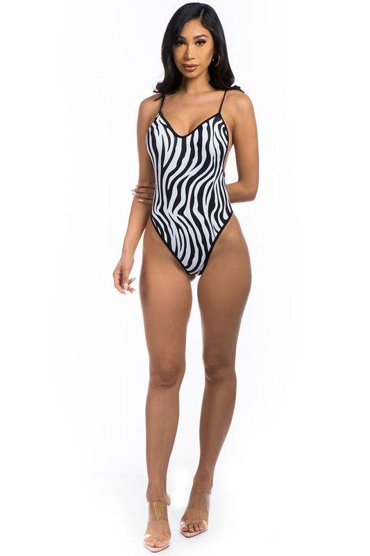 ONE-PIECE ZEBRA PRINT BATHING SUIT - Lucianne Boutique