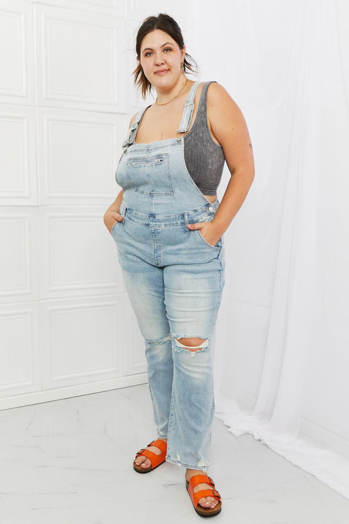 Judy Blue Melina Full Size Distressed Straight Leg Overalls - Lucianne Boutique