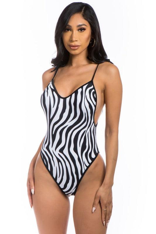 ONE-PIECE ZEBRA PRINT BATHING SUIT - Lucianne Boutique