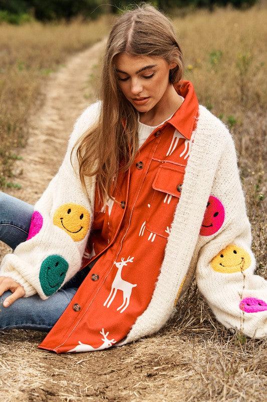 The Fuzzy Smile Long Bell Sleeve Knit Cardigan