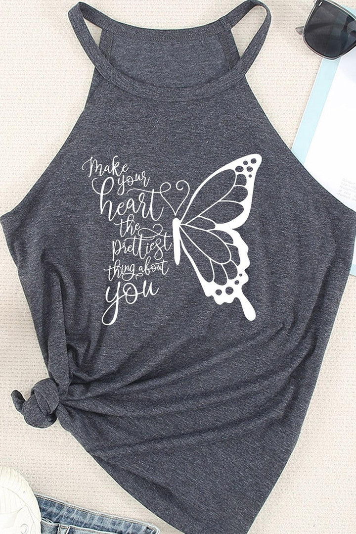 MAKE YOUR HEART THE PRETTIEST THING ABOUT YOU Round Neck Tank - Lucianne Boutique