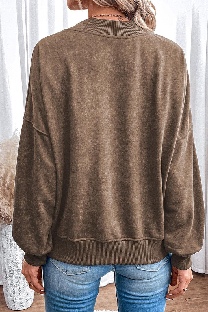 HOWDY Round Neck Drop Shoulder Sweatshirt - Lucianne Boutique