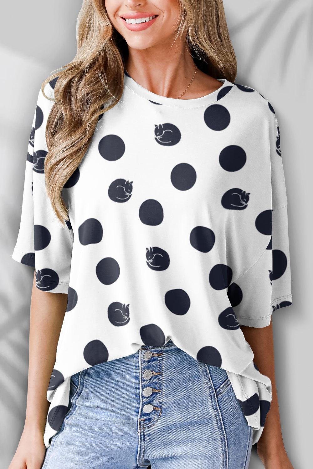 Round Neck Half Sleeve T-Shirt - Lucianne Boutique