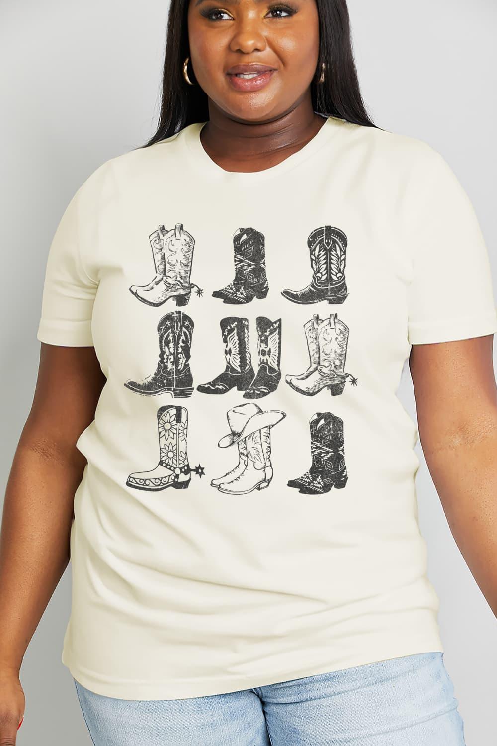 Simply Love Simply Love Full Size Cowboy Boots Graphic Cotton Tee - Lucianne Boutique