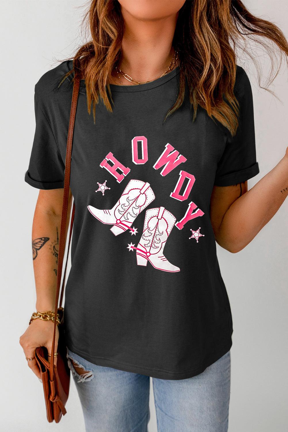 HOWDY Cowboy Boots Graphic Tee - Lucianne Boutique