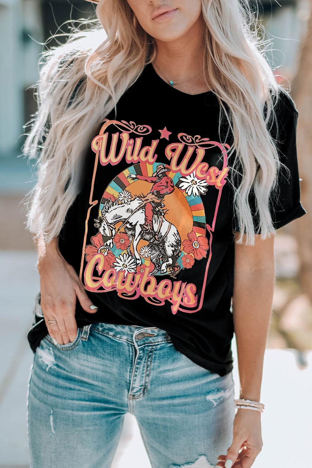 WILD WEST COWBOYS Graphic Tee Shirt - Lucianne Boutique