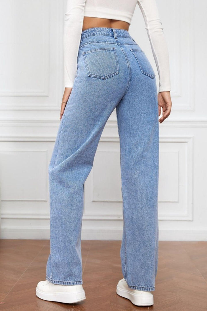 High Waist Straight Jeans - Lucianne Boutique