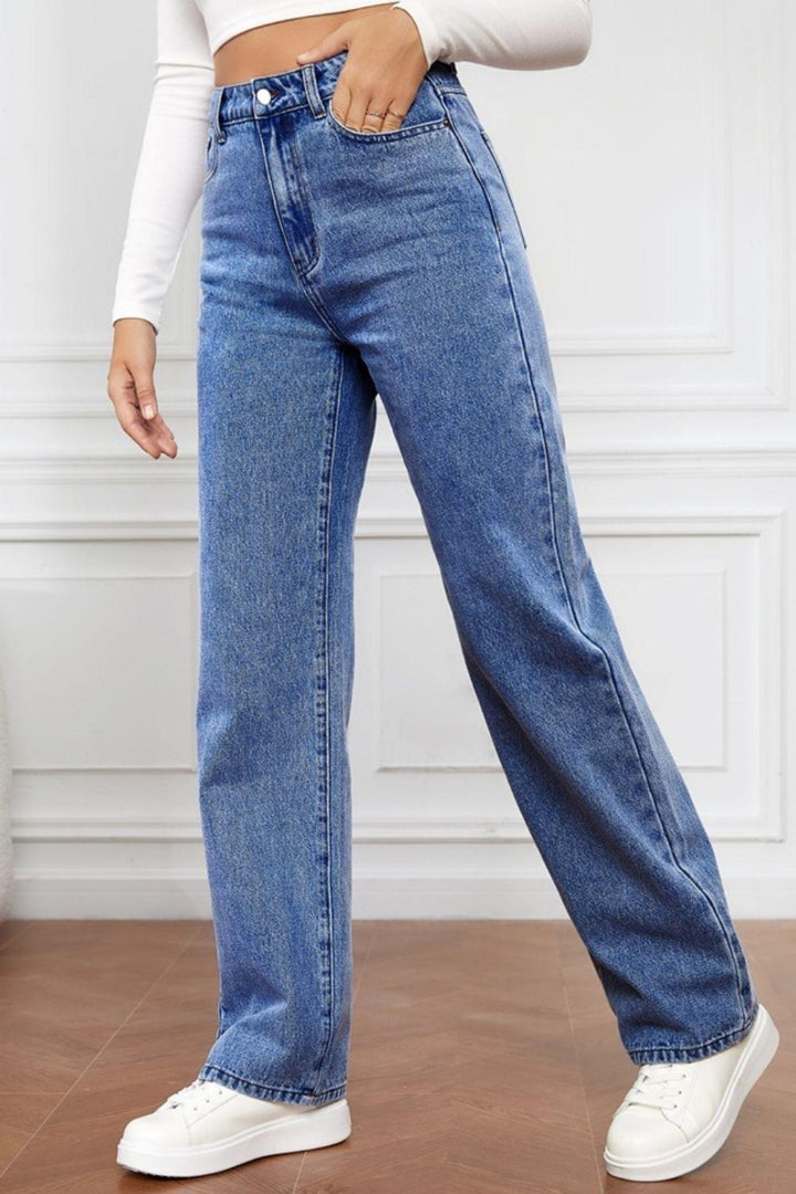 High Waist Straight Jeans - Lucianne Boutique