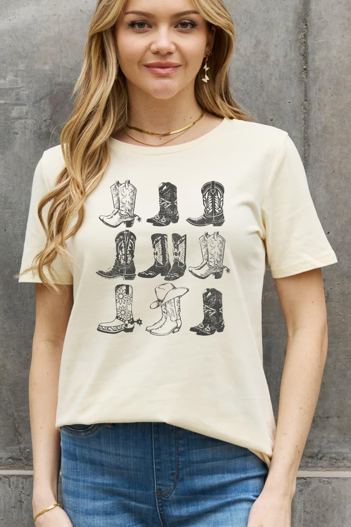 Simply Love Simply Love Full Size Cowboy Boots Graphic Cotton Tee - Lucianne Boutique