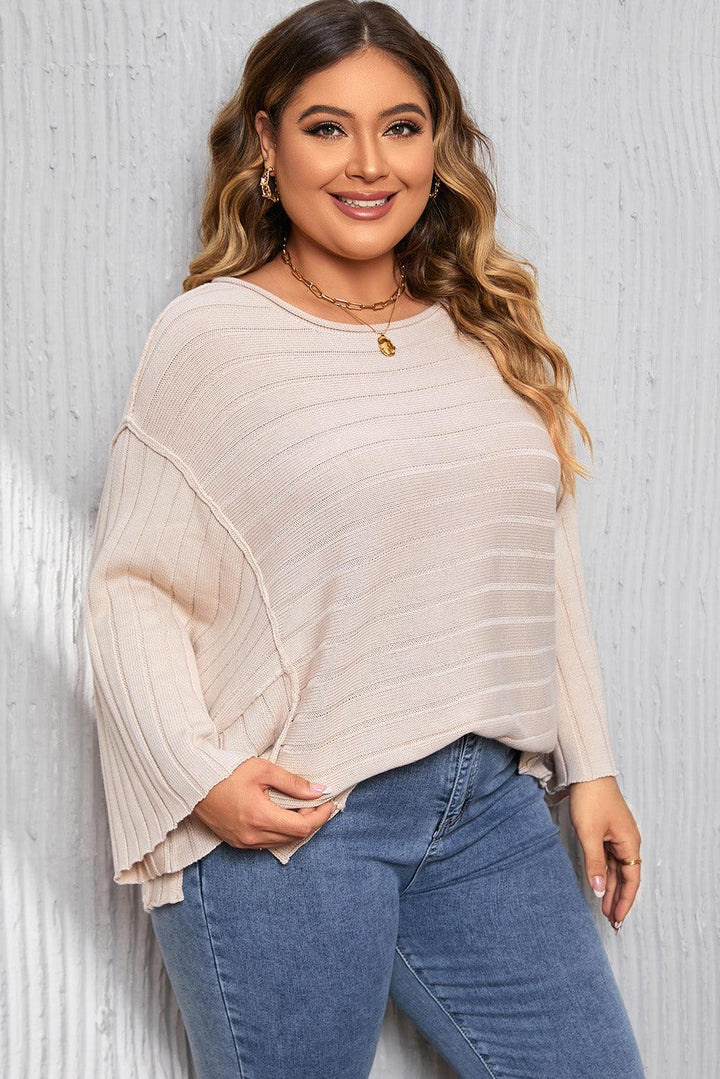 Plus Size Round Neck Exposed Seam T-Shirt - Lucianne Boutique