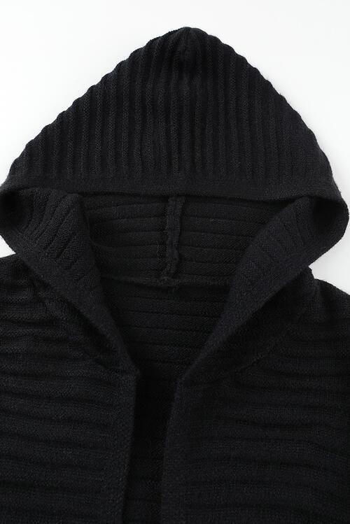 Open Front Longline Hooded Cardigan