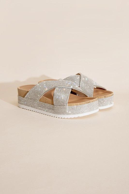 APOLLO-1 RHINESTONE SLIDES - Lucianne Boutique