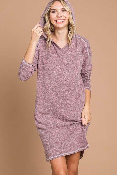 Culture Code Full Size Hooded Long Sleeve Sweater Dress - Lucianne Boutique