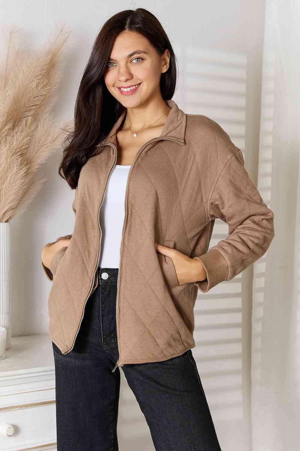 Heimish Full Size Zip-Up Jacket with Pockets - Lucianne Boutique