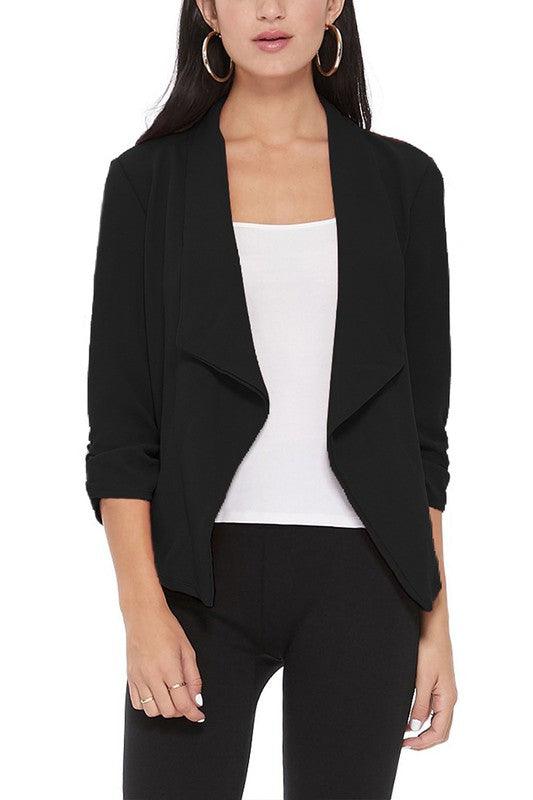 Casual, solid, waist length, blazer jacket - Lucianne Boutique