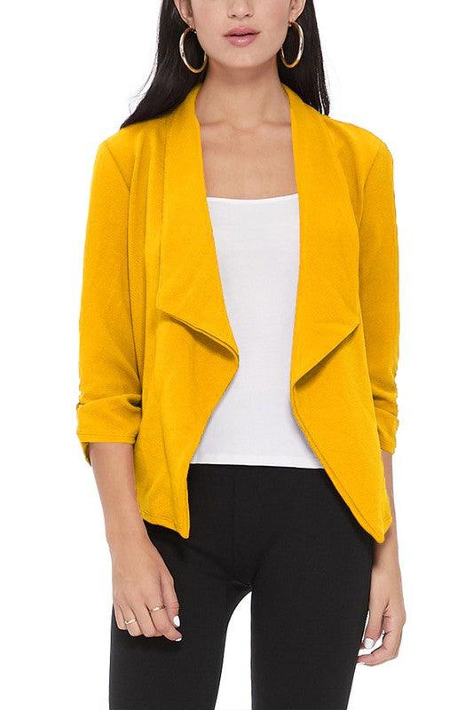 Casual, solid, waist length, blazer jacket - Lucianne Boutique