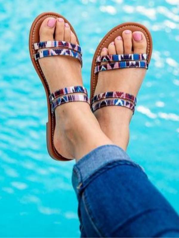 Strappy Aztec print sandal - Lucianne Boutique